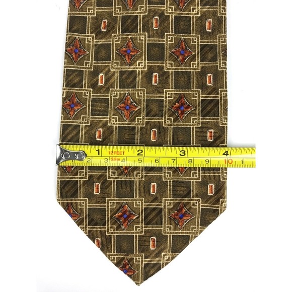 Robert Talbott Tie 100% Silk Handmade Brown Orange Foulard Elegant Necktie 56" - Picture 6 of 7